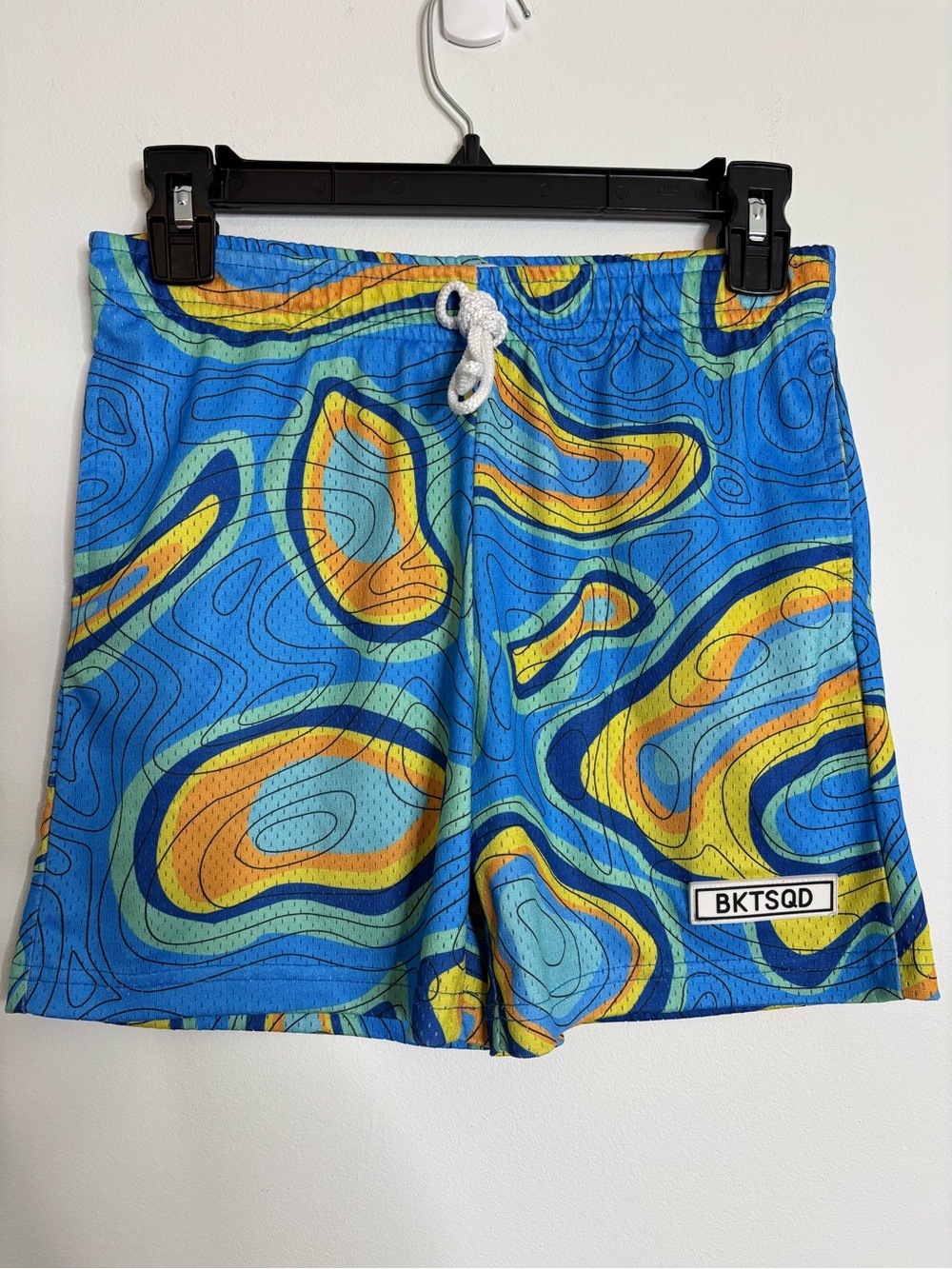 Boys' Blue & Yellow Topographic Swim Trunks
